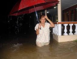 Aspecto de las inundaciones en Cuba