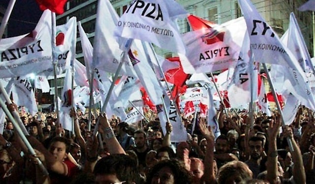 Manifestación de Syriza en Atenas el 6 mayo festejando el gran resultado electoral obtenido por esta agrupación de Izquierda Radical