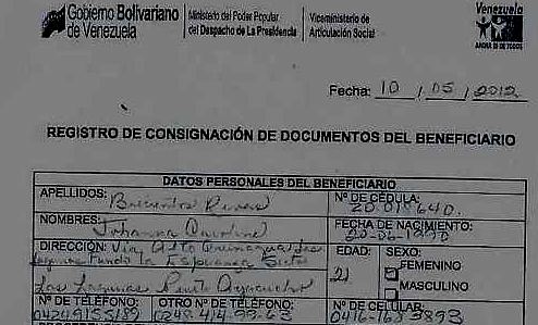 Consignación de documentos entregados en el Despacho de La Presidencia de La República