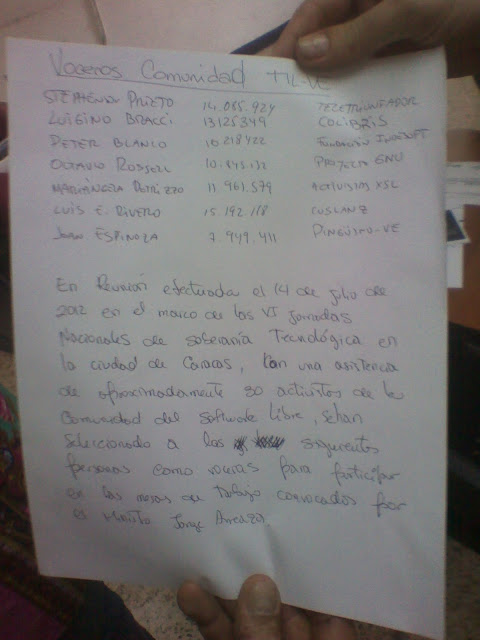 Carta redactada por Nerissa Aguilera (relatora) y entregada a Carlos Parra, representante del CNTI, el pasado sábado. Documento sin falsificaciones majunches ;)