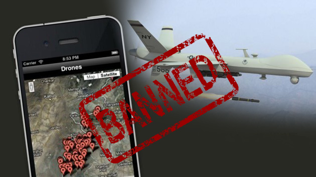 El gigante informático no da luz verde a la solicitud de una una aplicación que avisa de cada disparo de un drone estadounidense