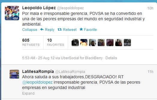 Tweet de Leopoldo López