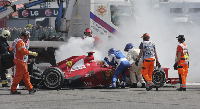 El carro de Alonso después del accidente