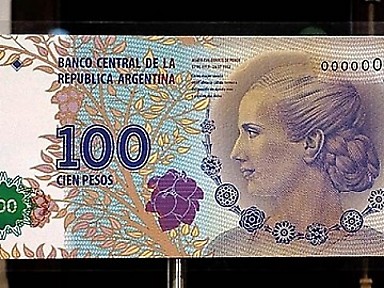 Banco Central de Argentina pone a circular este viernes billete de 100 pesos con rostro de Evita.