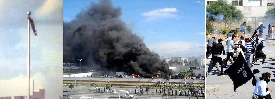 En Túnez los manifestantes incendiaron los árboles de la Embajada de EEUU y una escuela norteamericana
