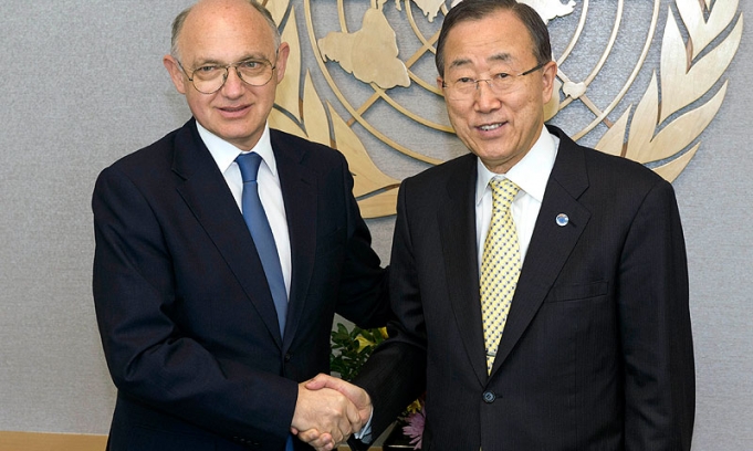 Ban Ki moon y el canciller Timerman, de Argentina