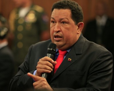 Presidente Chávez en Miraflores con los medios de comunicación en rueda de prensa