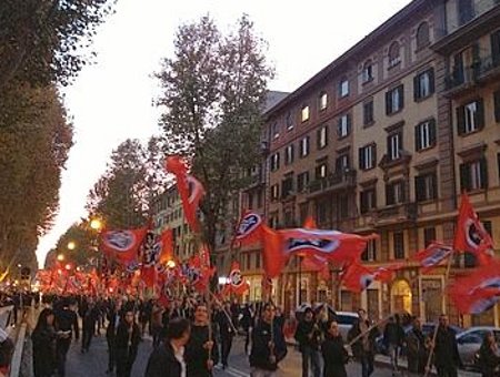 Tres protestas simultaneas en Italia