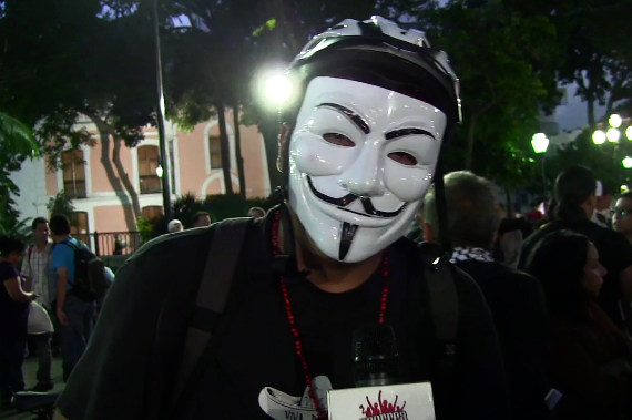Anonymous se hizo presente en este acto solidario con los hermanos palestinos