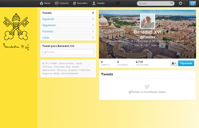 El papa estrena perfil en Twitter como @Pontifex