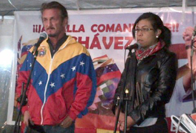 El actor estadounidense Sean Penn, siempre solidario con Chávez.
