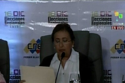 La rectora principal del Consejo Nacional Electoral (CNE), Tibisay Lucena