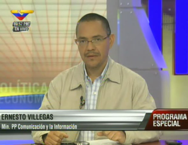 Periodista Ernesto Villegas, Ministro del Poder Popular para la Comunicación e Información