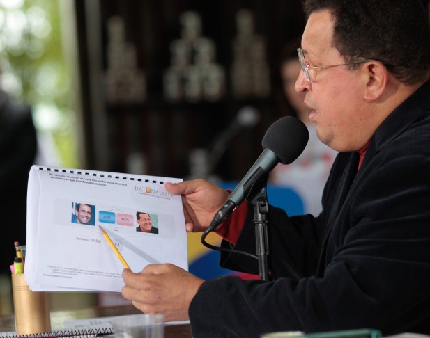 Presidente Chávez en rueda de prensa en El Calvario
