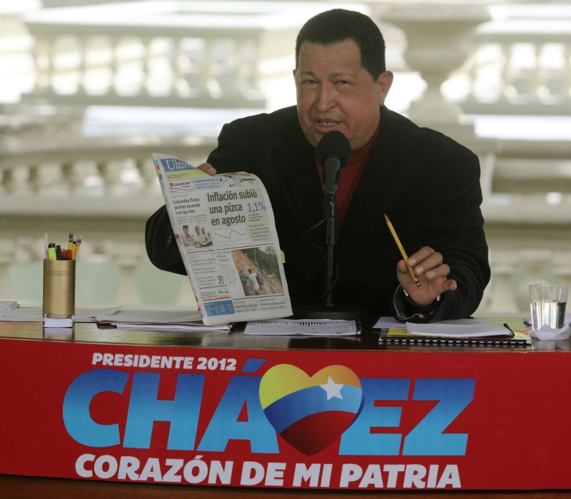Presidente Chávez en rueda de prensa en "El Calvario"