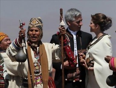 El vicepresidente de Bolivia, Alvaro García Linera y su ahora esposa la periodista Claudia Fernández
