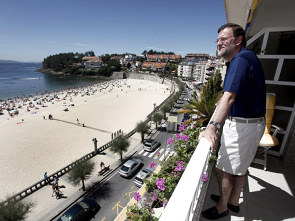 Rajoy en sus materiales vacaciones