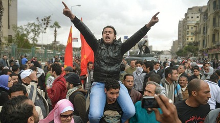 Manifestaciones en las calles de El Cairo en Egipto