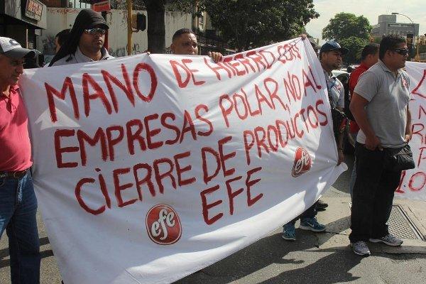 Trabajadores de Helados EFE protestan para exigir la discusión de la nueva contratación colectiva