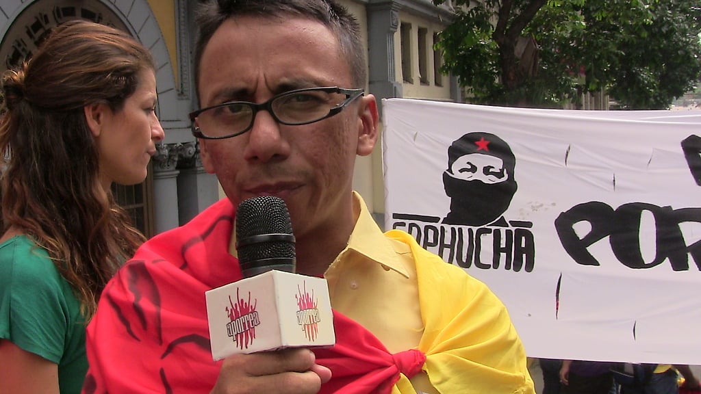 Orlando Zambrano diputado campesino a la Asamblea Nacional en la Marcha Nacional del Chavismo Popular