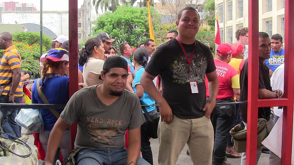 Nuestros siempre eficientes técnicos de audio en la Marcha Nacional del Chavismo Popular