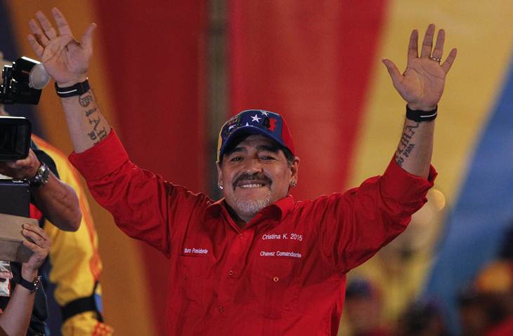 El astro argentino Diego Armando Maradona en Caracas