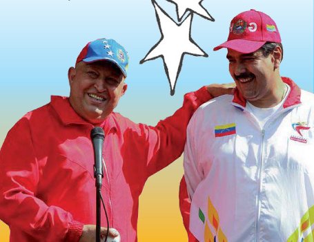 Maduro y Chávez en juego de pelotas