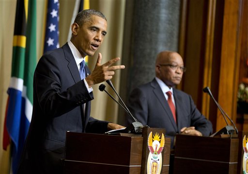 Obama con el presidente de Sudáfrica, Jacob Zuma