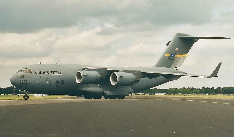 El Boeing C-17 Globemaster III de la fuerza aérea de EEUU, puede transportar 85 toneladas.