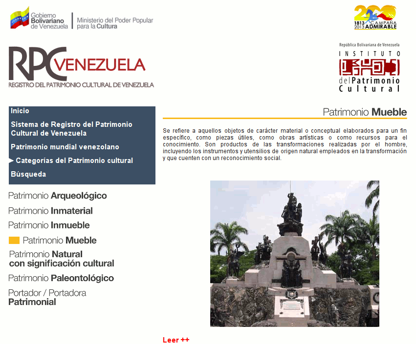 El Registro del Patrimonio Cultural de Venezuela, disponible en www.rpc-venezuela.gob.ve