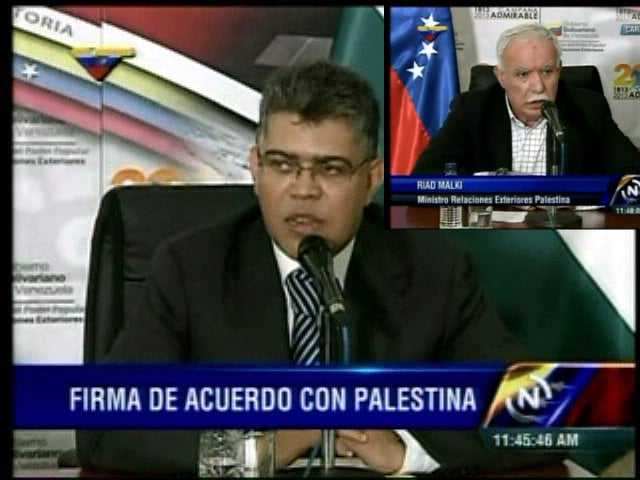 los cancilleres de venezuela y palestina firmaron varios acuerdos
