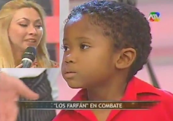 ¡De lejitos no más! El niño afro-peruano Dayron Farfán, rechazado en vivo por la bailarina argentina Belén Estévez.