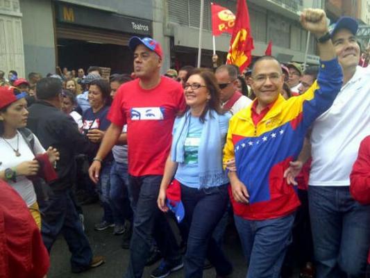 Los candidatos por el Partido Socilaista Unido de Venezuela para la Alcaldía de Libertador y Metropolitana, Jorge Rodríguez y Ernesto Villegas
