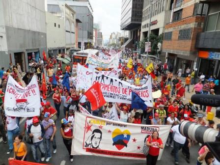 Otra vista de la marcha de movimientos populares el jueves en Caracas