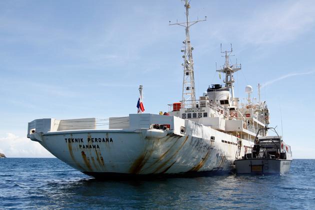 El barco capturado por Venezuela el jueves pasado en aguas colindantes con Guyana.