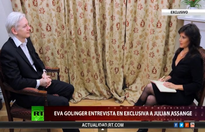 Assange cuando fue entrevistado por Golinger en octubre del año pasado.