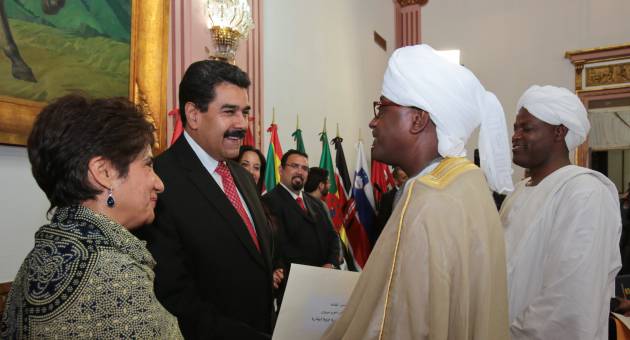 El presidente Maduro durante la recepción de credenciales de 24 embajadores