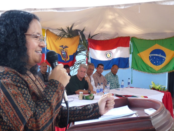 La viceministra Alejandrina Reyes durante su intervención en Barinas