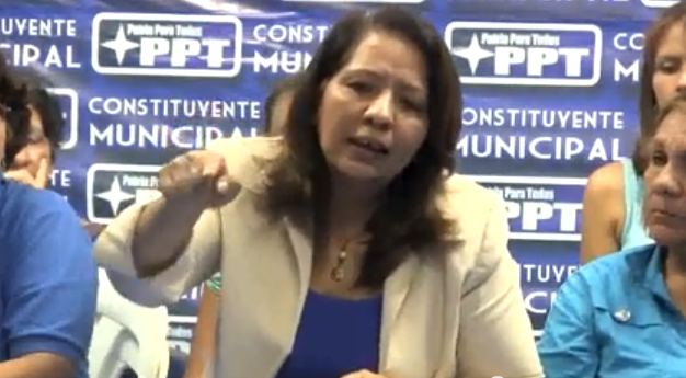 Ilenia Medina, Secretaria Nacional de Organización del PPT, durante su participación en la rueda de prensa el lunes 24 de febrero