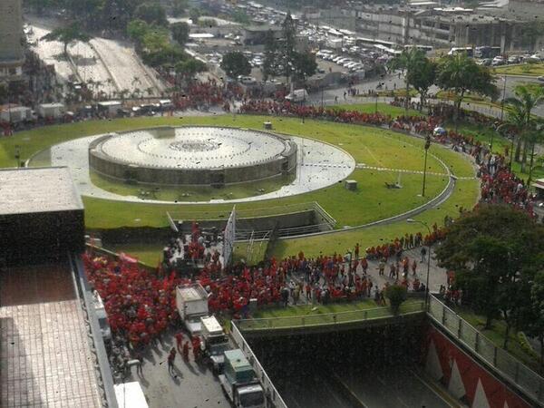 La plaza Venezuela este martes, en fotoenviada a través de Twitter
