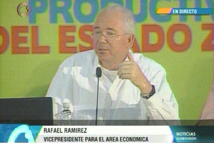 El vicepresidente para el área Económica, Rafael Ramírez