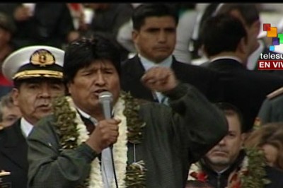 Evo Morales, en un encuentro previo a la cumbre del G77+China, desde donde manifestó su solidaridad con todos aquellos países y gobiernos que se ven agredidos de forma constante por las acciones injerencistas norteamericanas.