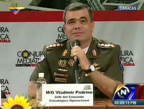 El jefe del Comando Estratégico Operacional de la Fuerza Armada Nacional Bolivariana (Ceofanb), Vladimir Padrino López.