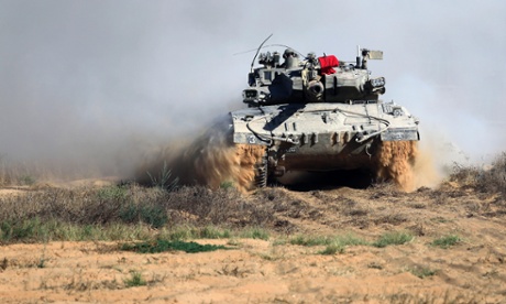 Tanque israelí en la frontera de Gaza