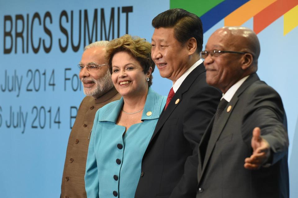Presidentes de cuatro de los cinco países emergentes (BRICS)