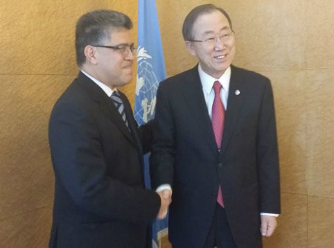 El canciller Jaua y Ban Ki Moon, Secretario General de la ONU.
