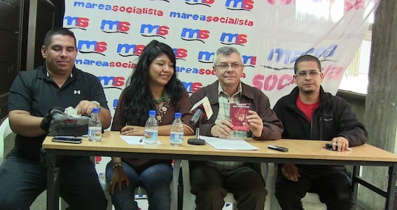 Rueda de prensa de Marea Socialista: Christian Pereira, Andrea Pacheco, Gonzalo Gómez y Nicmer Evans.
