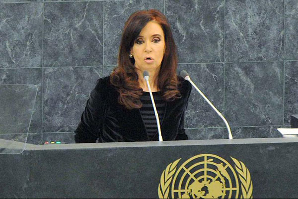 La presidenta de Argentina, Cristina Fernández de Kirchner en la ONU