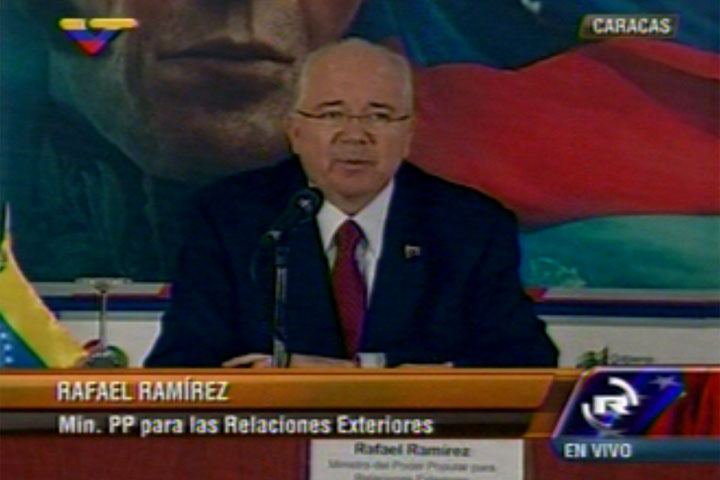 El canciller de Venezuela y ex presidente de Pdvsa, Rafael Ramírez