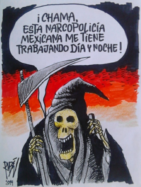Caricatura de Rubén Hernández...Policía de México asesina